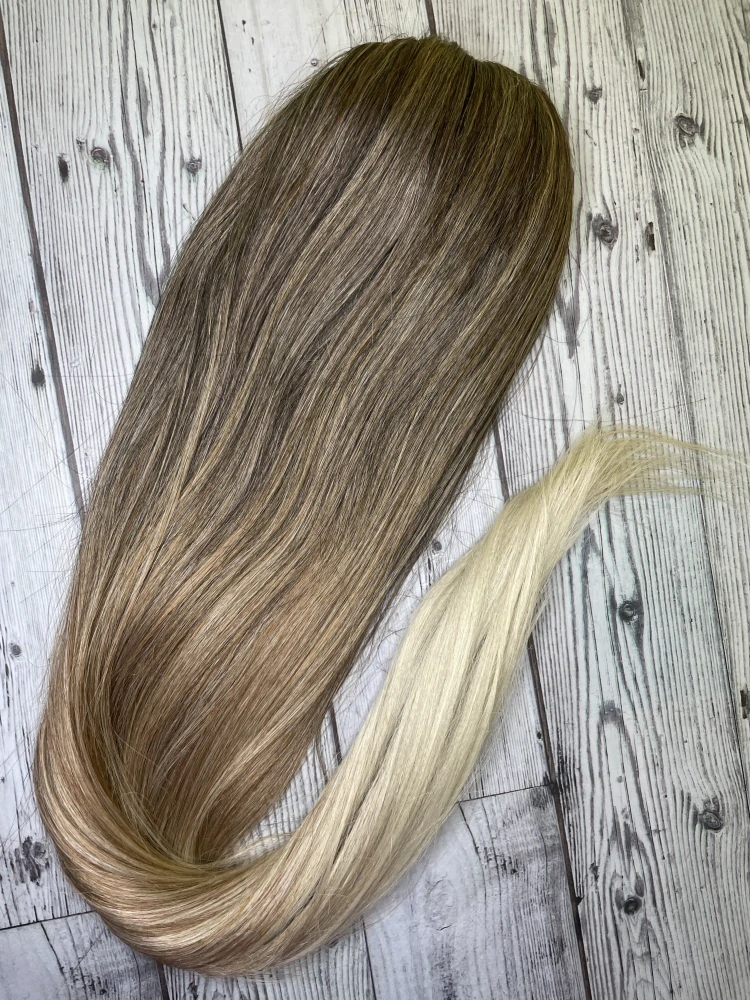 Volume bun Hnědé ombré do blond